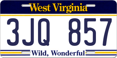 WV license plate 3JQ857