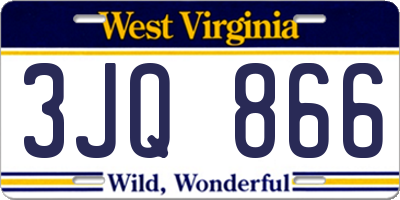 WV license plate 3JQ866