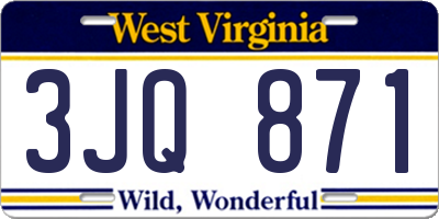 WV license plate 3JQ871