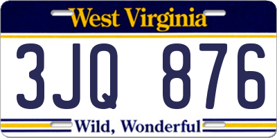 WV license plate 3JQ876