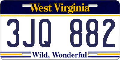 WV license plate 3JQ882