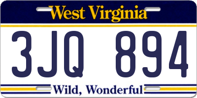 WV license plate 3JQ894