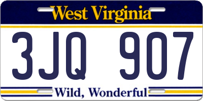 WV license plate 3JQ907