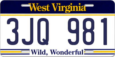WV license plate 3JQ981