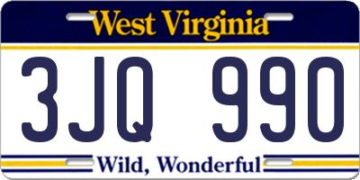 WV license plate 3JQ990