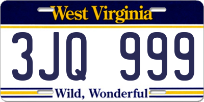 WV license plate 3JQ999