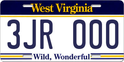 WV license plate 3JR000