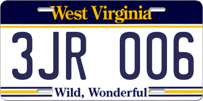 WV license plate 3JR006