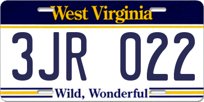 WV license plate 3JR022