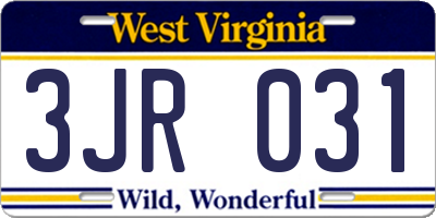 WV license plate 3JR031