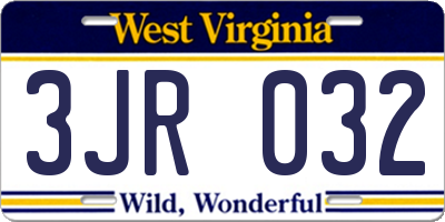 WV license plate 3JR032