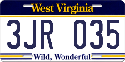 WV license plate 3JR035