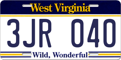 WV license plate 3JR040