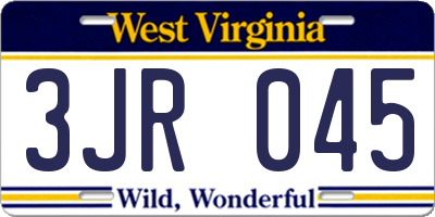 WV license plate 3JR045