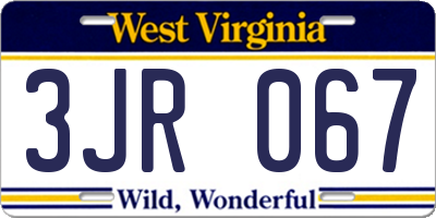 WV license plate 3JR067