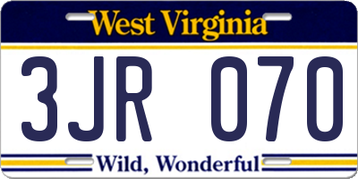 WV license plate 3JR070