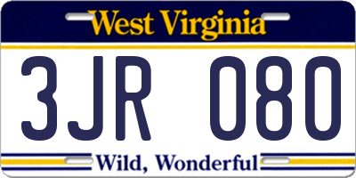 WV license plate 3JR080