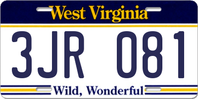 WV license plate 3JR081