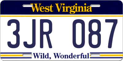 WV license plate 3JR087