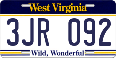 WV license plate 3JR092