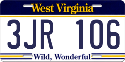 WV license plate 3JR106