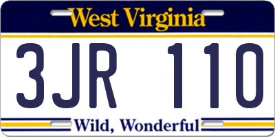 WV license plate 3JR110