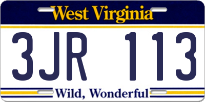 WV license plate 3JR113