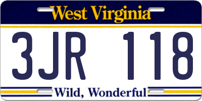 WV license plate 3JR118