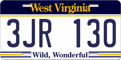 WV license plate 3JR130