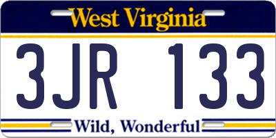 WV license plate 3JR133