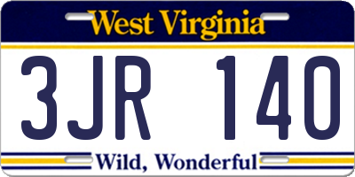 WV license plate 3JR140
