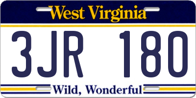 WV license plate 3JR180