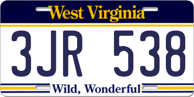 WV license plate 3JR538