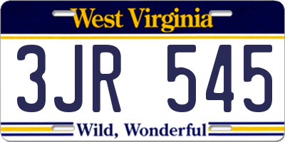 WV license plate 3JR545