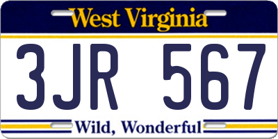 WV license plate 3JR567