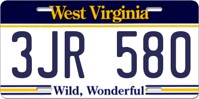 WV license plate 3JR580