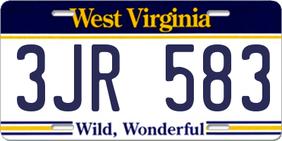 WV license plate 3JR583