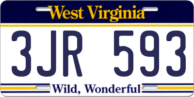 WV license plate 3JR593