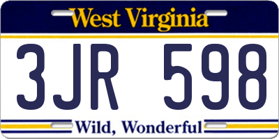 WV license plate 3JR598