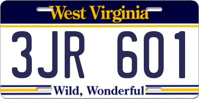 WV license plate 3JR601