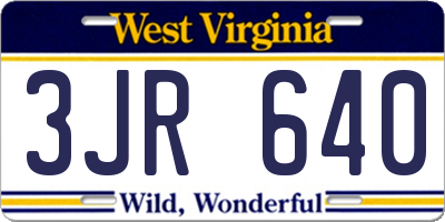 WV license plate 3JR640