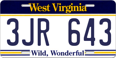 WV license plate 3JR643