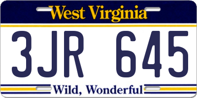 WV license plate 3JR645