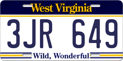 WV license plate 3JR649