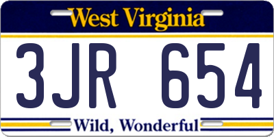 WV license plate 3JR654