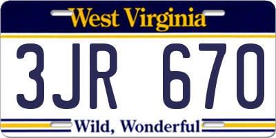 WV license plate 3JR670