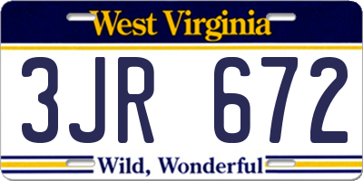 WV license plate 3JR672