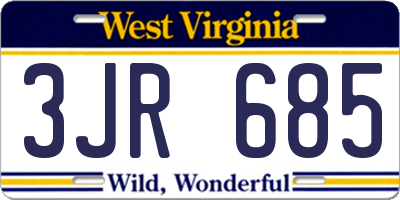 WV license plate 3JR685