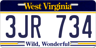 WV license plate 3JR734