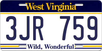 WV license plate 3JR759